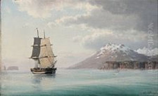 A Sailing Ship Off The Icelandic North Coast - view 1