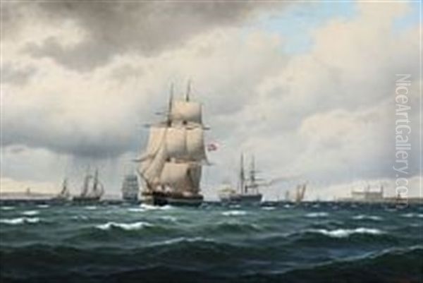 Swedish, Norwegian And Danish Ships At Sea Off Kronborg Castle - view 1