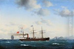 Ships Portrait Of The English Steamboat Stirling Of Leith by Carl Emil Baagoe
