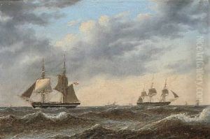 Seascape With Sailing Ships by Carl Emil Baagoe