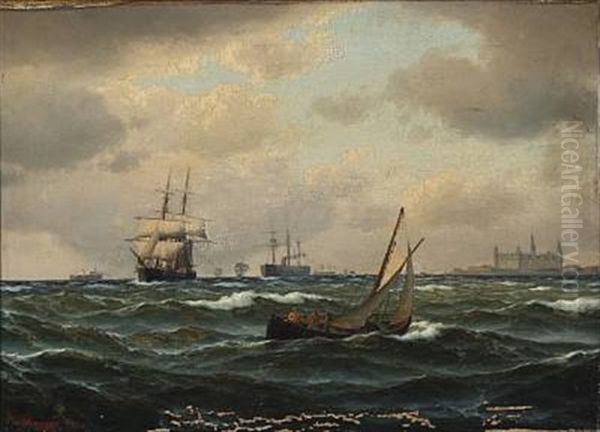 Seascape With Numerous Ships Off Kronborg Castle - view 1