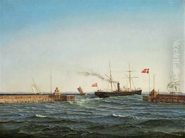 Seascape With Ships Off The Pier - view 1