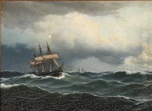 Seascape With A Sailing Ship In High Waves Seascape With A Sailing Ship In High Waves