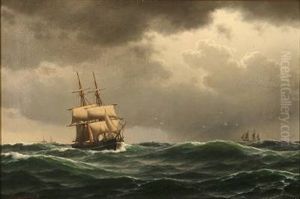 Sailing Ships In Heavy Seas by Carl Emil Baagoe