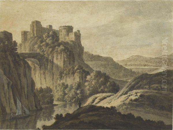 A River Landscape With A Castle On An Escarpment - view 1