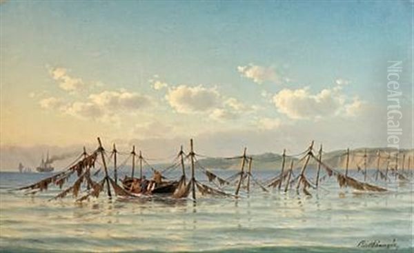Early Morning By The Fishing Village Of Humlebaek, Fishermen Are Checking The Nets - view 1