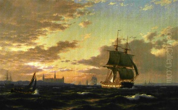 Sejlskibe I Sundet Ud For Kronborg - view 1