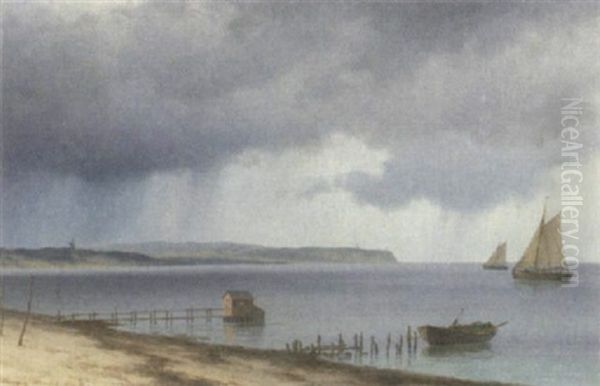Marine Med Sejlskibe Ud For Hornbaekst Kyst - view 1