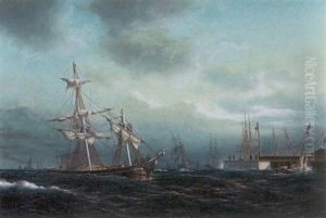 Talrige Sejlskibe I Oprort Hav by Carl Emil Baagoe