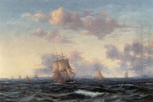 Danske Sejlskibe Pa Havet by Carl Emil Baagoe
