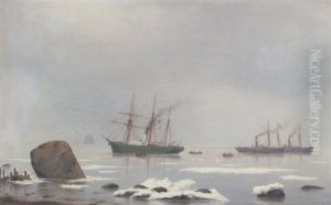 Vinterdag Med Sejlskibe I Sundet by Carl Emil Baagoe