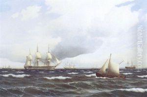 Marine Med Fregatten "jylland" Og Andre Skibe I Oresund by Carl Emil Baagoe