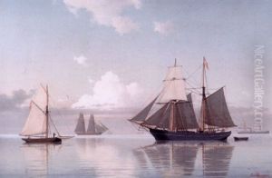 Stille Dag Med Sejl- Og Dampskibe I Sundet by Carl Emil Baagoe