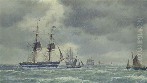 Marine Med Mange Skibe, Et Med Engelsk Flag - view 1