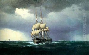 Orlogsfregat Pa Havet by Carl Emil Baagoe