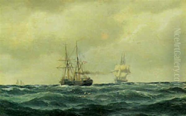 Marine Med Sejlskibe Pa Havet - view 1