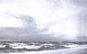 Marine Med Sejlskibe Ud For Kysten by Carl Emil Baagoe