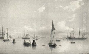Skibe I Kobenhavns Havn, Ud For Trekroner by Carl Emil Baagoe