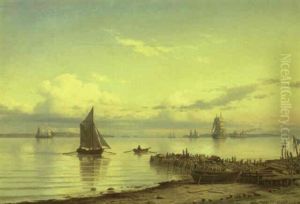 Sommerdag Pa Sundet Med Sejlskibe Udfor Hven by Carl Emil Baagoe