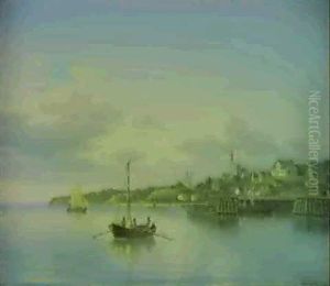 Sommerdag Ved Sundet Med Bad Uf For Espergaerde Hhavn by Carl Emil Baagoe