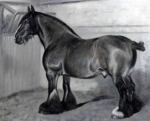Clydesdale Horse In A Stable by Frank Babbage