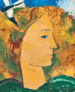 Head In Profile With Swallow by August Babberger