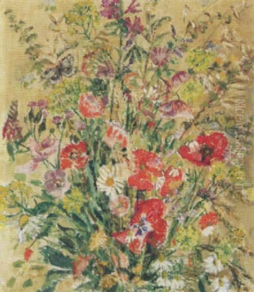 Sommerblumenstrauss Mit Schmetterlingen - view 1