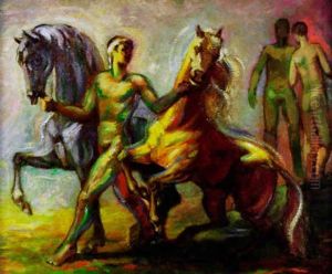 Pferdefuhrer Mit Junglingen by August Babberger