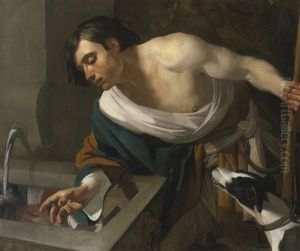 Narcissus Gazing At His Reflection