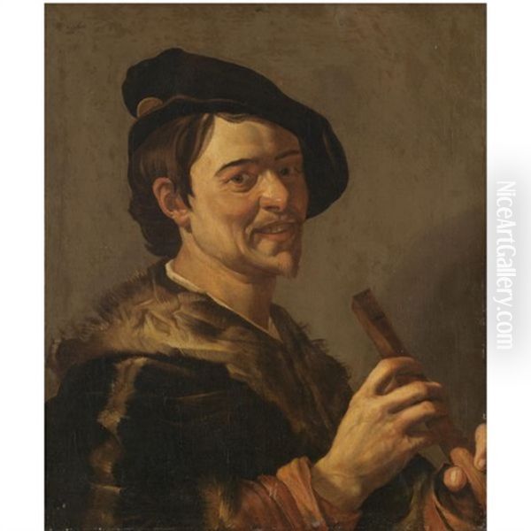 A Portrait Of The Artist Holding A Flute - view 1