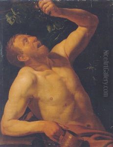 A Man Squeezing Grapes In His Mouth