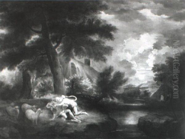 Shepherds With Cattle In A Landscape - view 1