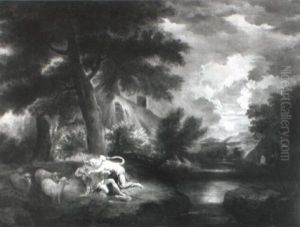 Shepherds With Cattle In A Landscape by Dirck Van Baburen