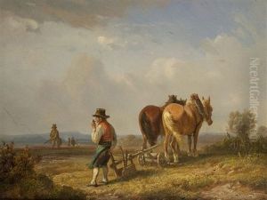 Bauer Bei Der Rast Jager Beobachtend by Alois Bach
