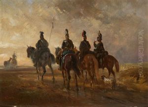 Ein Fahnlein Kavallerie Auf Erkundungsritt by Alois Bach