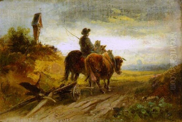 Bauer Mit Pflug Auf Dem Feldweg - view 1
