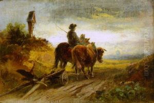 Bauer Mit Pflug Auf Dem Feldweg by Alois Bach