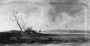 Weite Landschaft, Im Hintergrund Dorf Weite Landschaft, Im Hintergrund Dorf