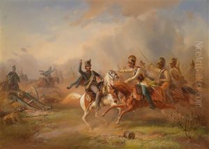 Gefechtsszene Zwischen Osterreichischer Und Ungarischer Kavallerie In Den Revolutionsjahren 1848/1849
