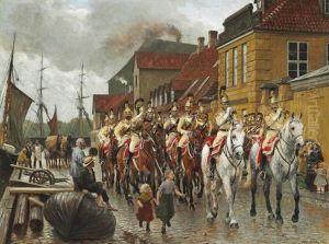 The Royal Horseguard On The Street Of Frederiksholms Kanal In Copenhagen by Otto Bache