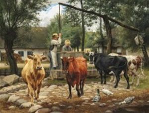 Watering The Cows by Otto Bache