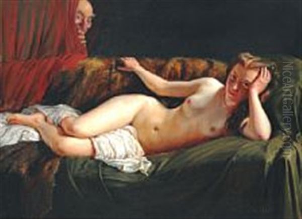 Interior With A Nude Secretly Watched By An Old Man - view 1