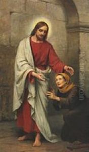 Christ And The Bleeding Woman by Otto Bache
