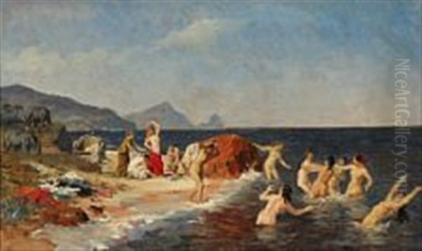 The Princess Of Lycia Bathes With Her Maidens At The Sicilian Coast - view 1