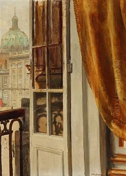 Forstudie Til Kong Frederik Viii's Portraet. Study For The Portrait Of King Frederik Viii Of Denmark; View From Frederik Viii's Palace At Amalienborg Towards The Marble Church In Copenhagen - view 1