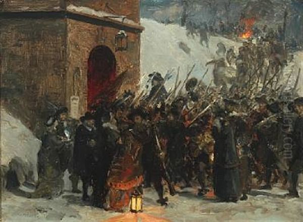 Historical Scene With Numerous Soldiers At The Citadel Copenhagen - view 1