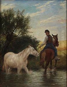 Horse Drawn Through A Stream Horse Drawn Through A Stream