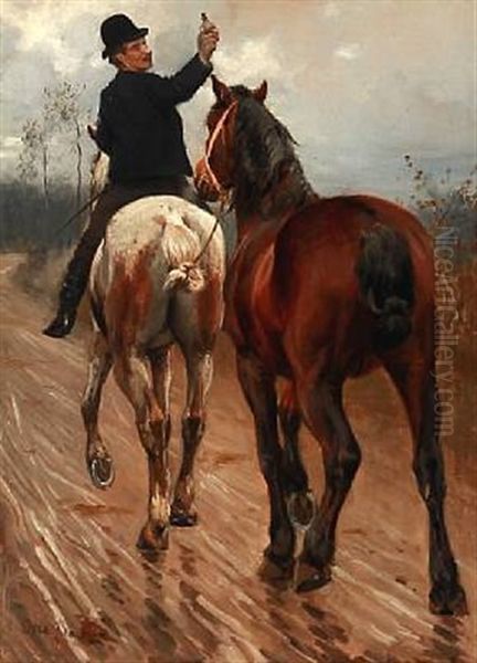 Hestehandler Pa Knabstrupper (study) - view 1