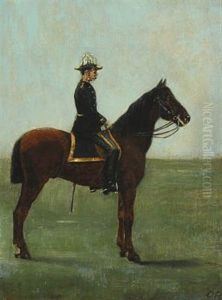 Landscape With Horse Riding Danish King Chr. Ix by Otto Bache