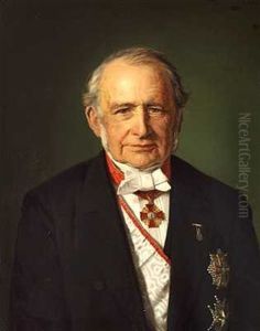 Portraet Af Kabinetssekretaer Jens Peter Trap. Om Halsen Baerer Han Den Russiske Sankt Anna Orden